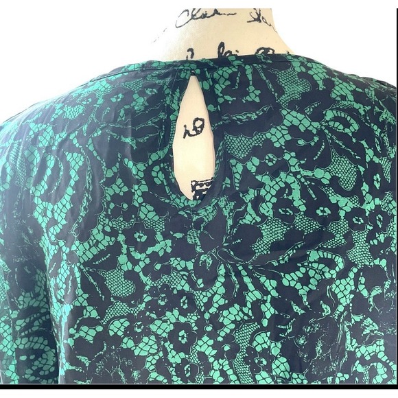 Vintage Love Crazy Green Black Print Mini Dress Women's L Sheet Long‎ Sleeve - Picture 6 of 9